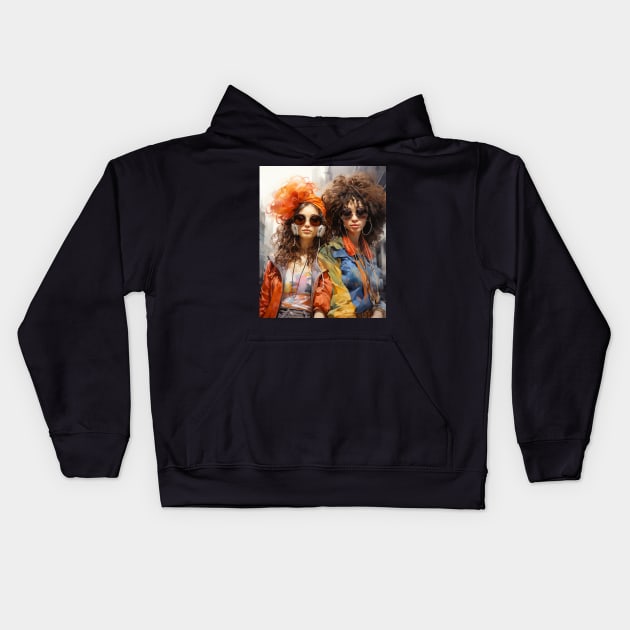Hip Hop Girls Fashion 70's Kids Hoodie by Spit in my face PODCAST